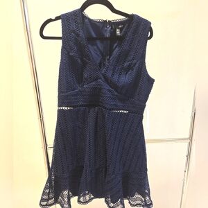 Aqua Lace Mini Dress in Navy Blue NWT Size L